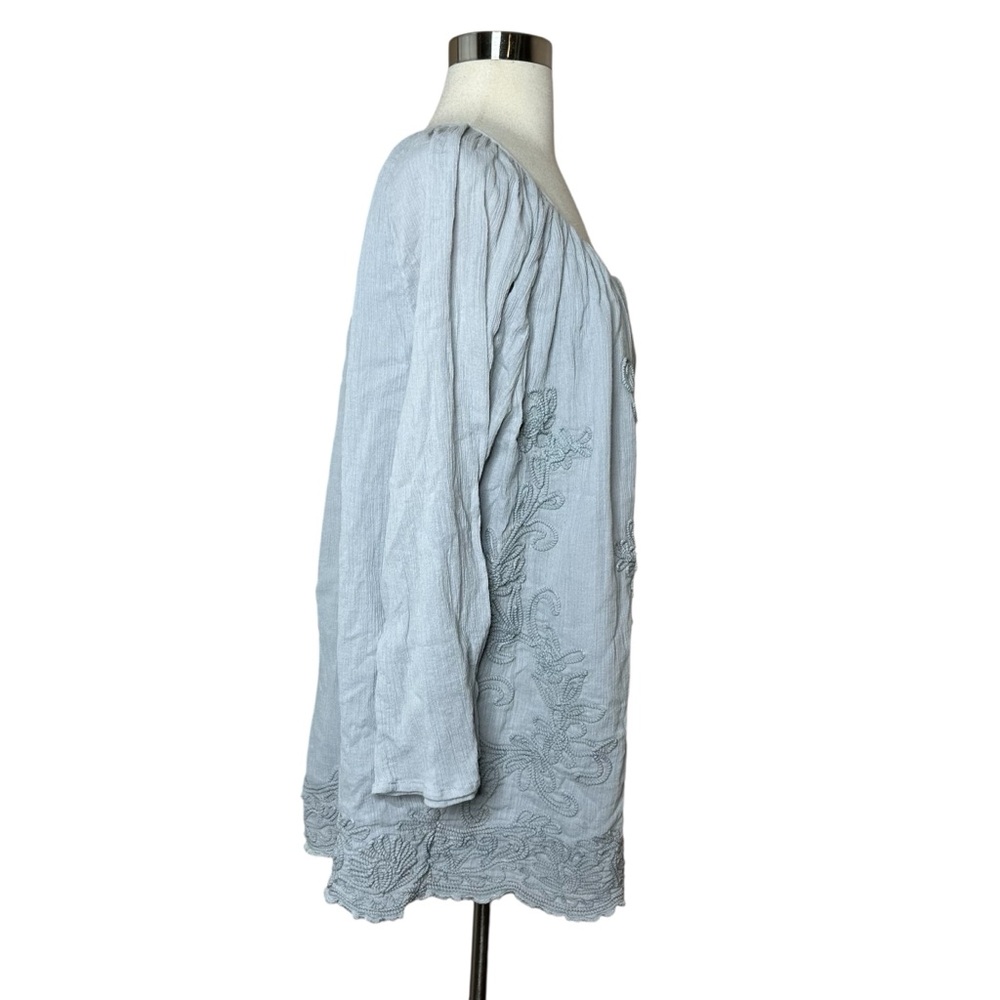 Soft Surroundings Embroidered Boho Tunic Top Light Blue Size 2X - Picture 2 of 9
